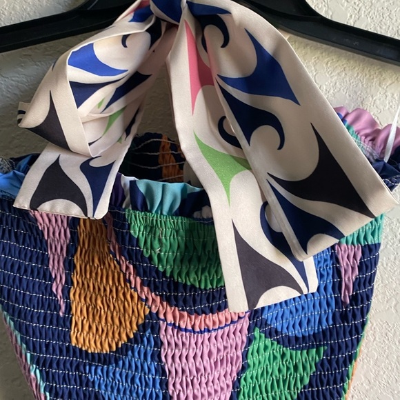 Her Bottari Emily Smocked Ruffle Bandeau Halter Tropical Coquette Y2K Top Size M - Picture 14 of 16